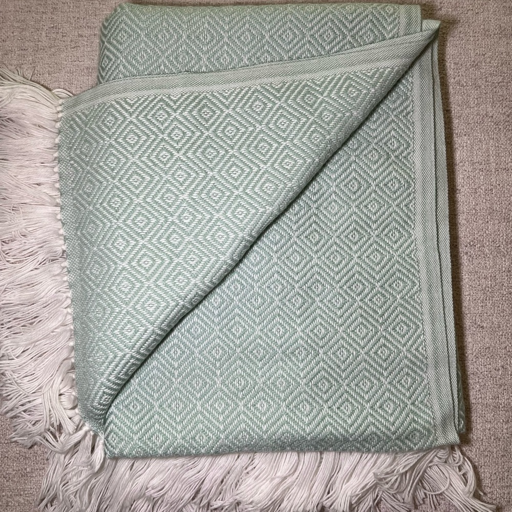 New Peruvian ALPACA Soft Throw Blanket Mint Sea Green Lightweight Alpaca Wool - Picture 4 of 9